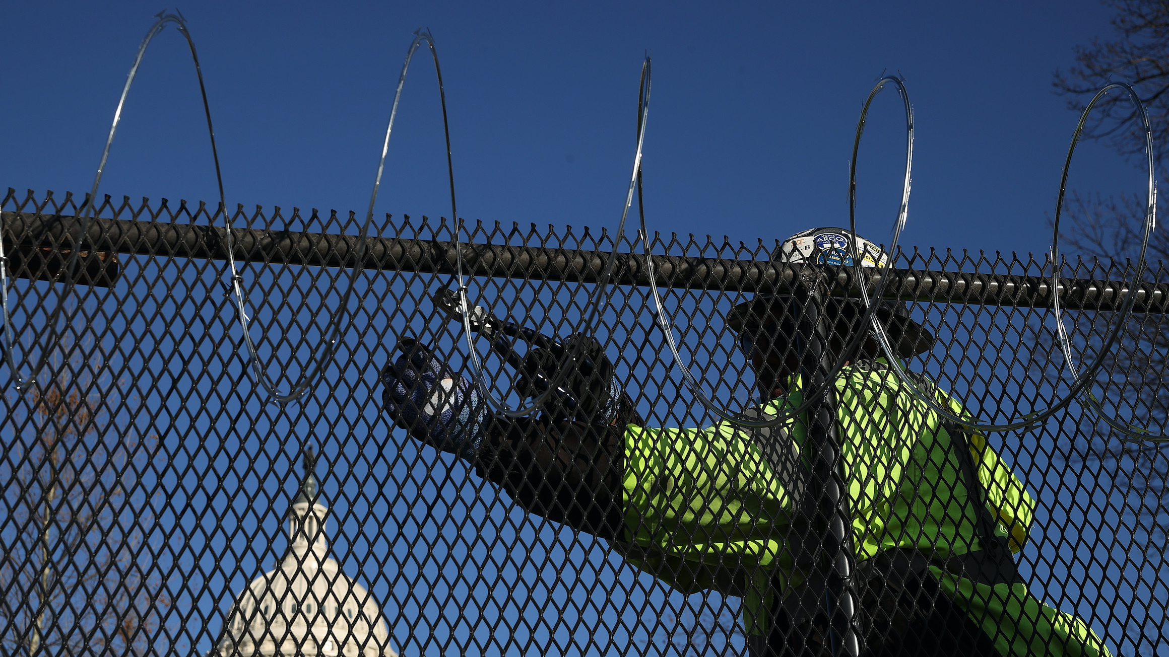 Razor wire fence installation